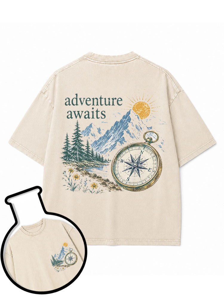 Adventure Awaits Washed T-Shirt
