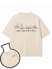 Coffee Dogs Books & Runs Washed T-Shirt