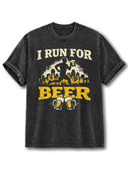 I Run for Beer Washed T-Shirt