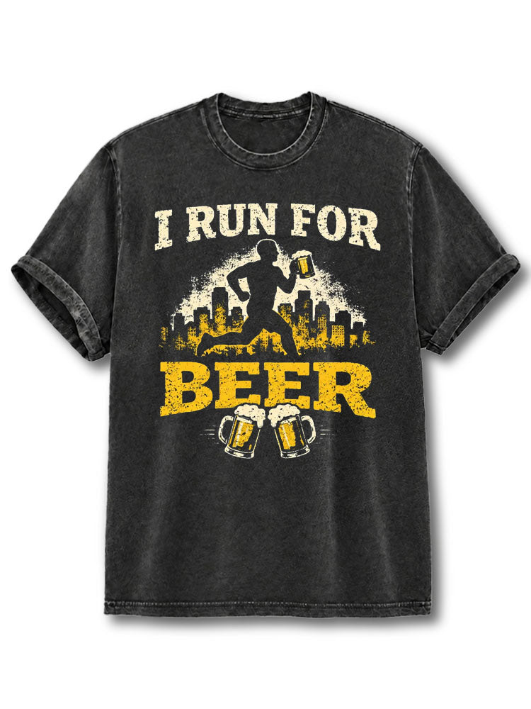 I Run for Beer Washed T-Shirt