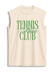 TENNIS Mom CLUB Vintage Washed Cotton Tank Top
