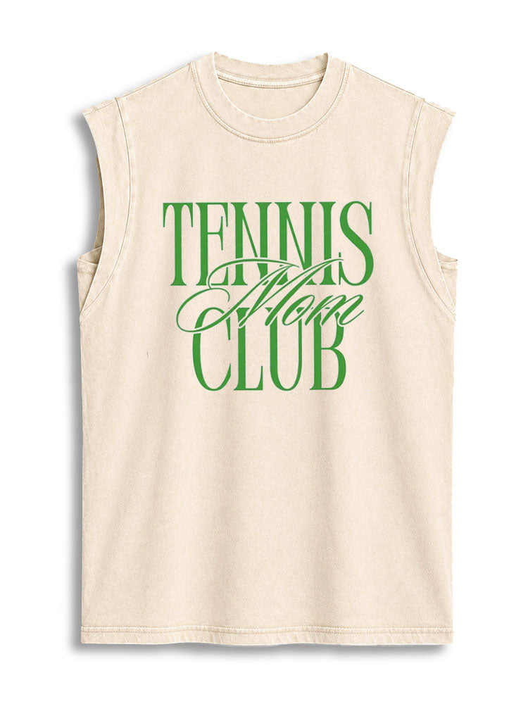 TENNIS Mom CLUB Vintage Washed Cotton Tank Top