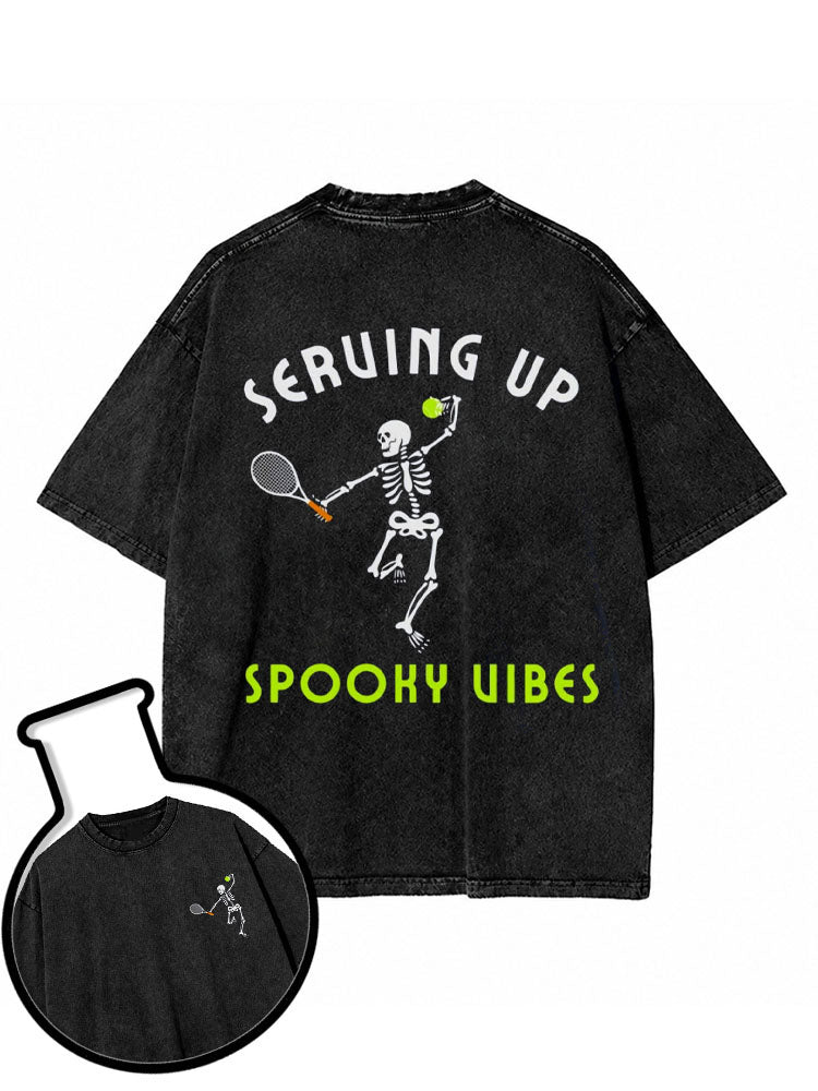 SERVING UP SPOOKY VIBES Washed T-Shirt