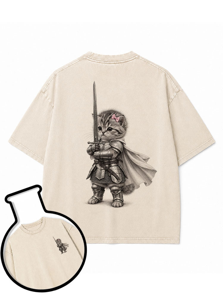 Knight cat Washed T-Shirt