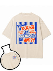READ BOOKS Drink Coffee Go Running BE HAPPY Washed T-Shirt