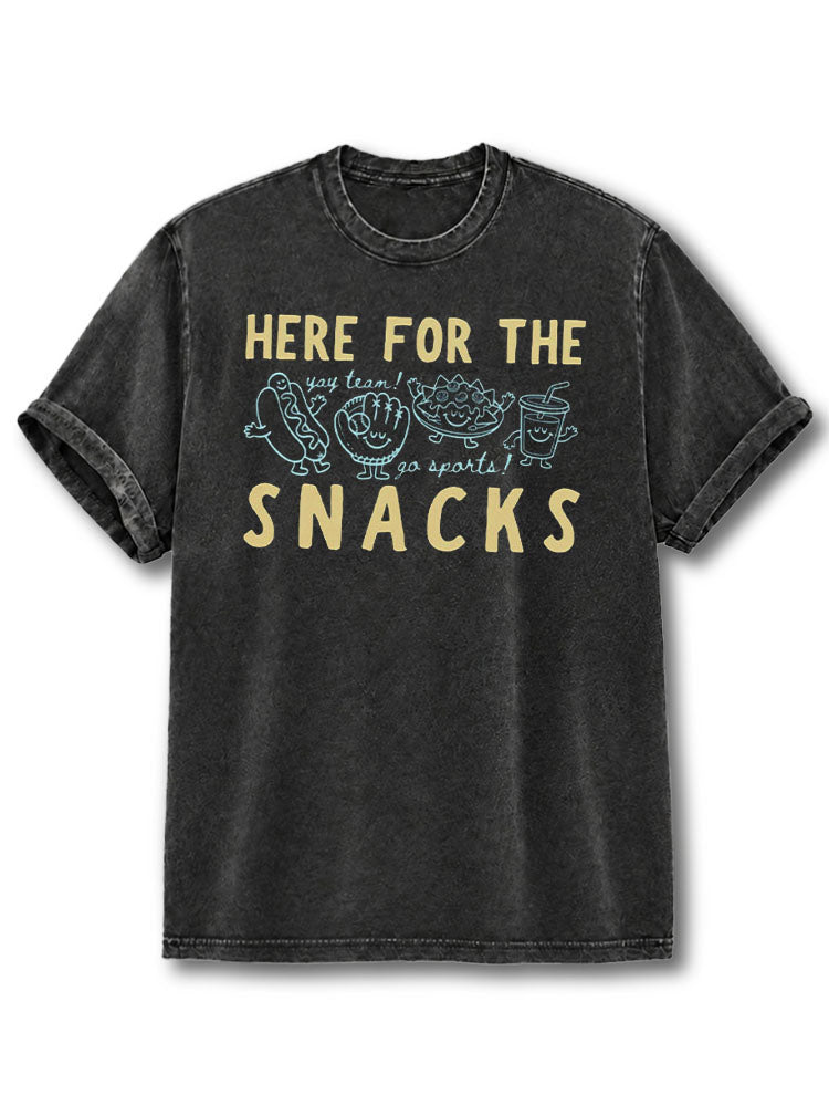 HERE FOR THE SNACKS Washed T-Shirt