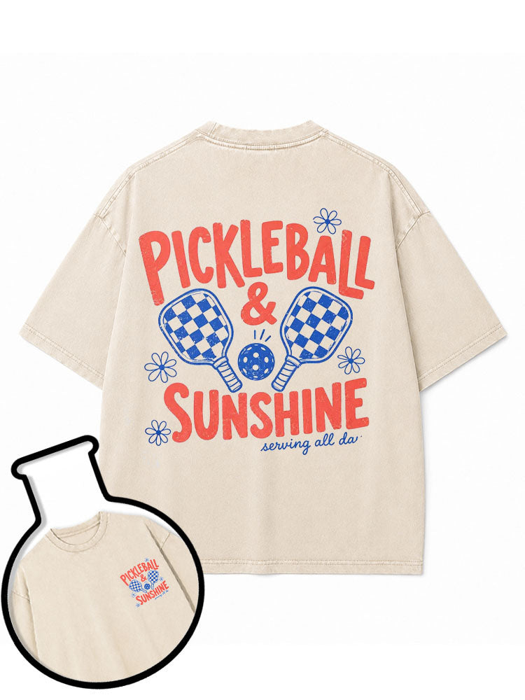 PICKLEBALL & SUNSHINE Washed T-Shirt