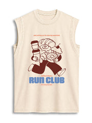 Coffee & Pastry RUN CLUB Vintage Washed Cotton Tank Top