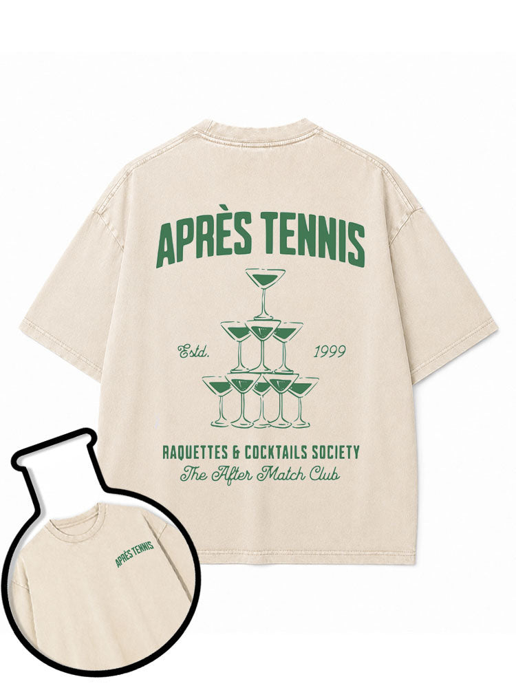 APRÈS TENNIS RAQUETTES & COCKTAILS SOCIETY Washed T-Shirt