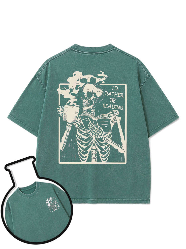 I'D RATHER BE READING Washed T-Shirt
