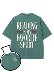 Reading Is My Favorite Sport Washed T-Shirt