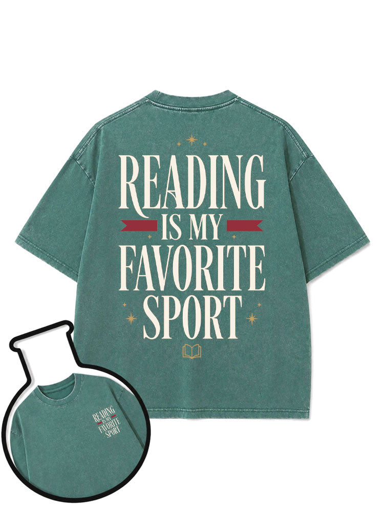 Reading Is My Favorite Sport Washed T-Shirt