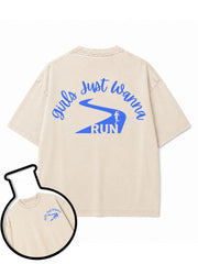 girls just wanna RUN Washed T-Shirt