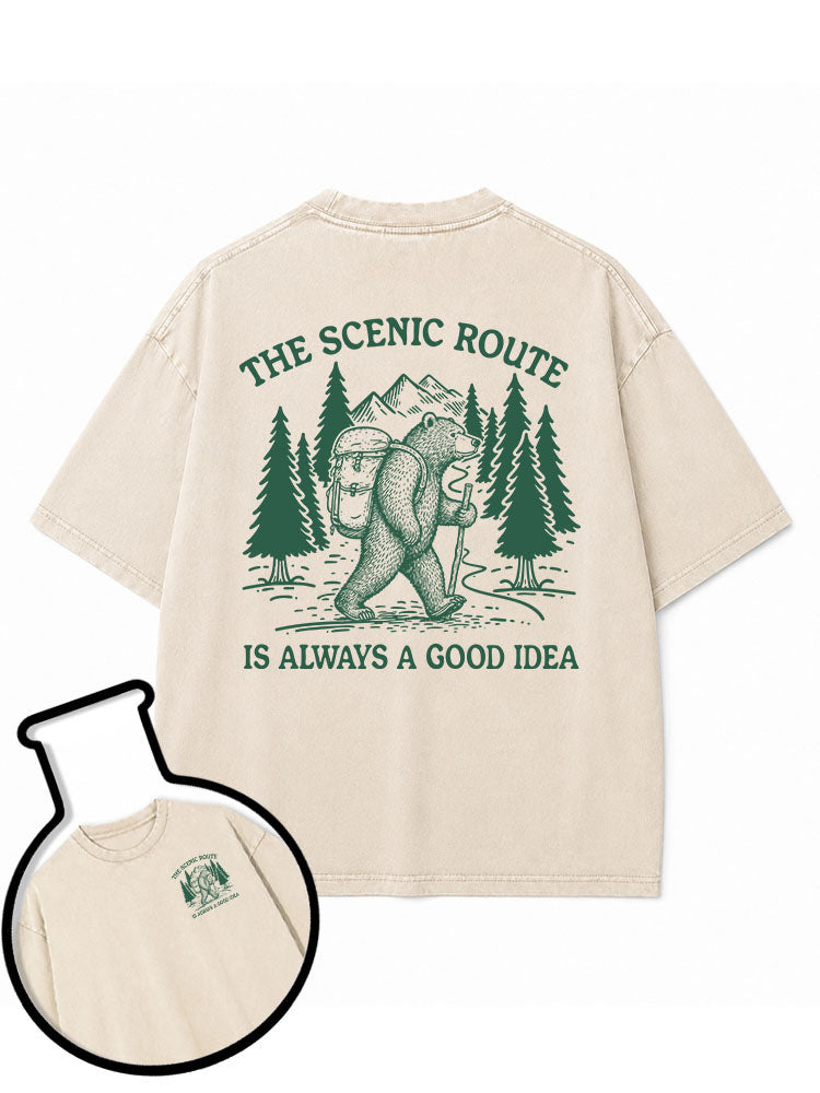 THE SCENIC ROUTE  IS ALWAYS A GOOD IDEA Washed T-Shirt