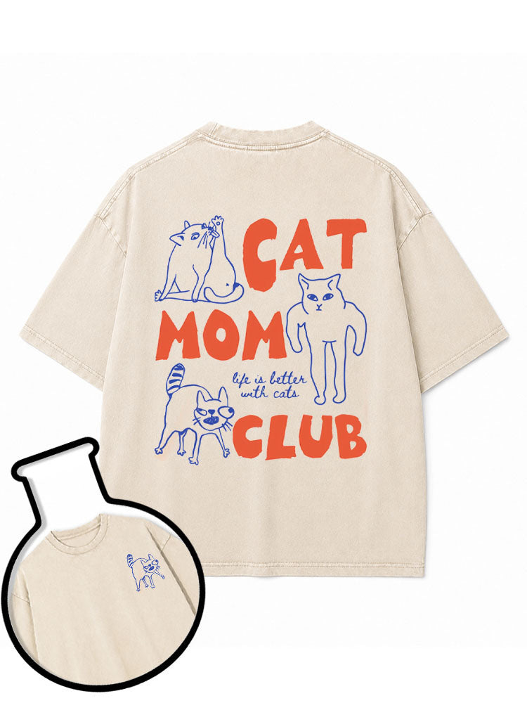CAT MOM CLUB Washed T-Shirt