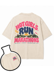 HOT GIRLS RUN MARATHONS Washed T-Shirt