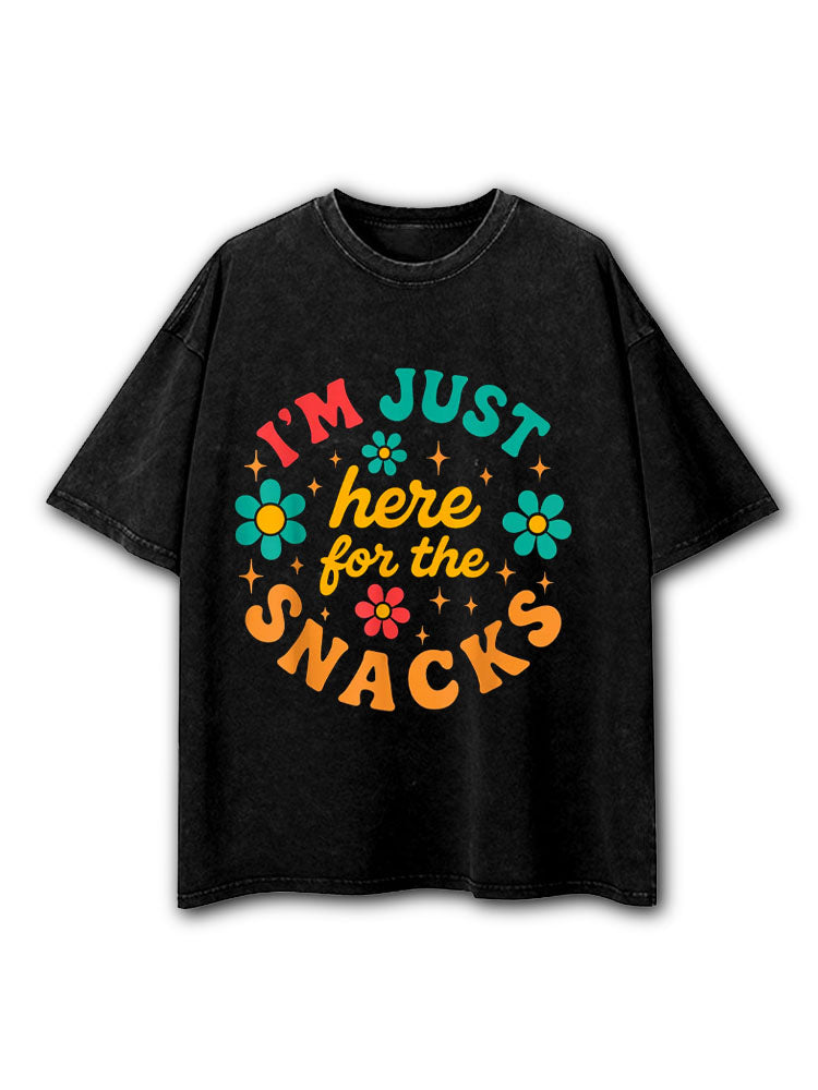 Just Here for the Snacks Washed T-Shirt