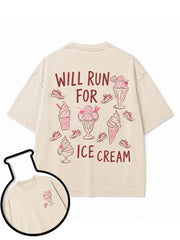 WILL RUN FOR ICE CREAM Washed T-Shirt