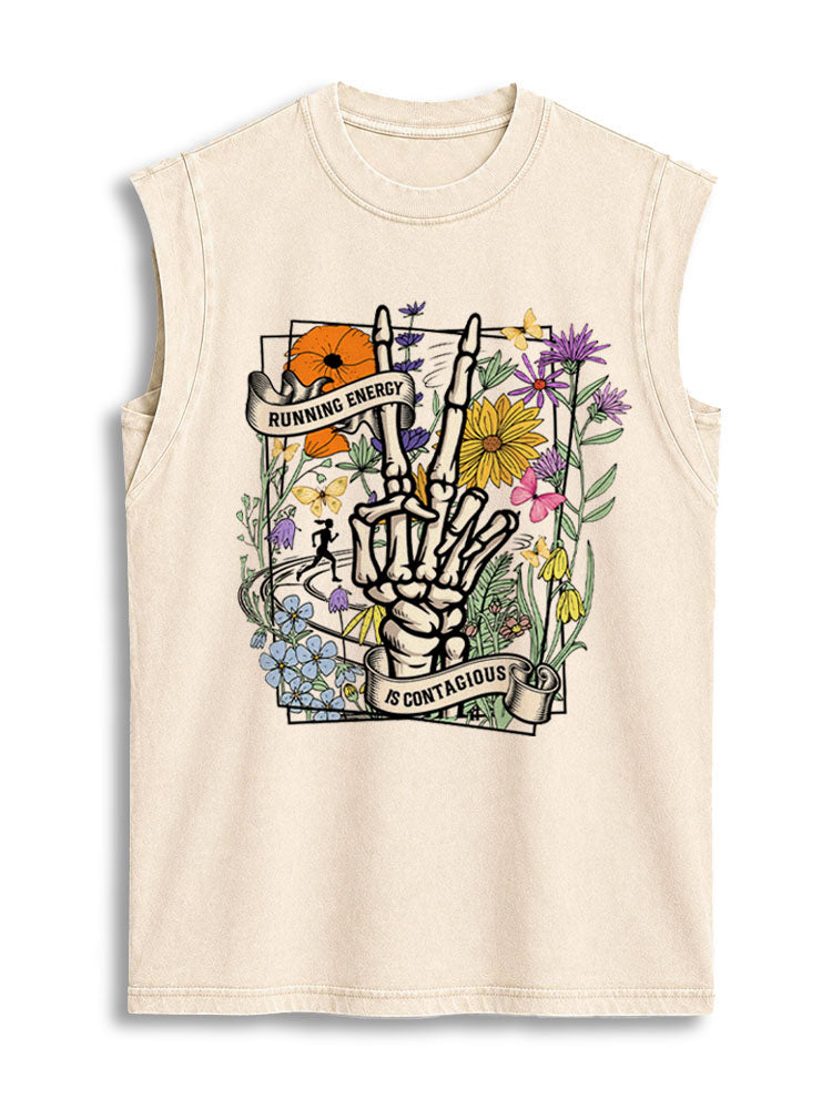 RUNNING ENERGY IS CONTAGIOUS Vintage Washed Cotton Tank Top