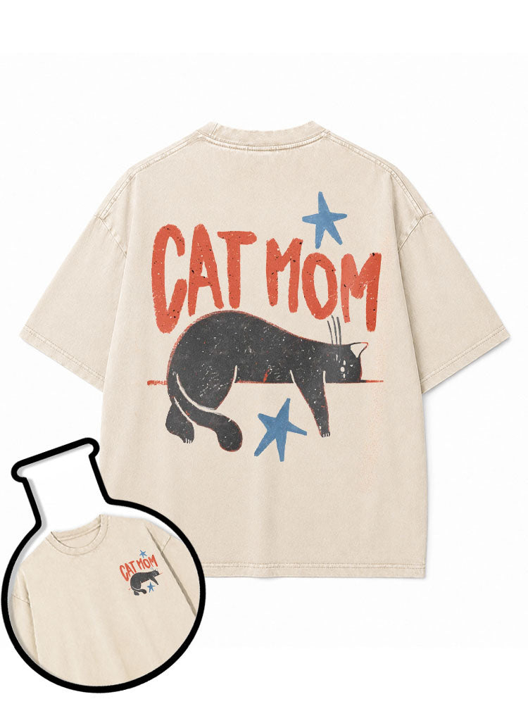 CAT MOM Washed T-Shirt