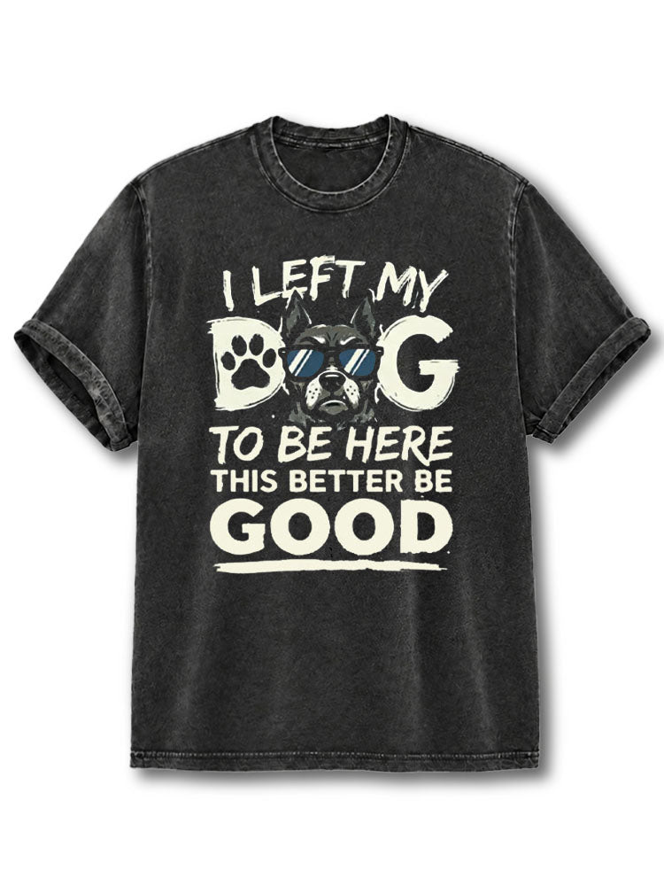 I LEFT MY DOG TO BE HERE Washed T-Shirt