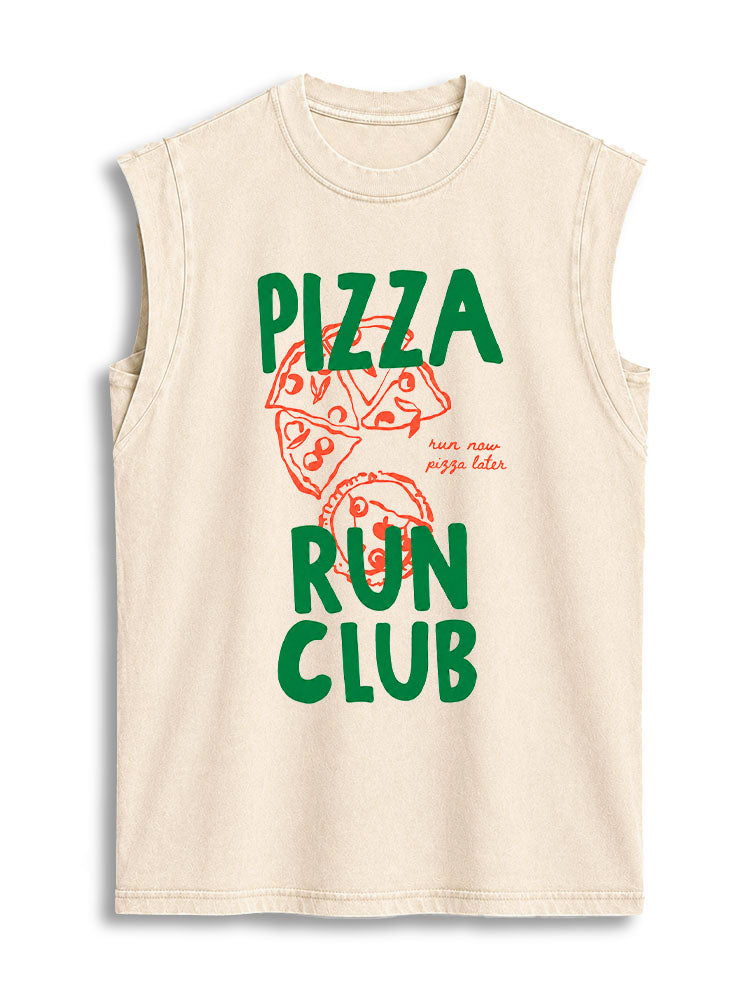 PiZZA RUN CLUB run now pizza later Vintage Washed Cotton Tank Top