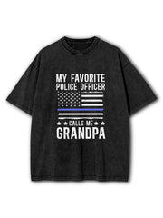 Police Grandpa Washed T-Shirt