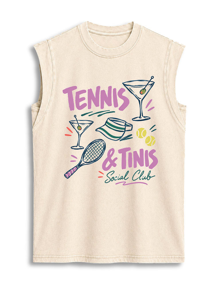 TENNIS & TINIS Social Club Vintage Washed Cotton Tank Top