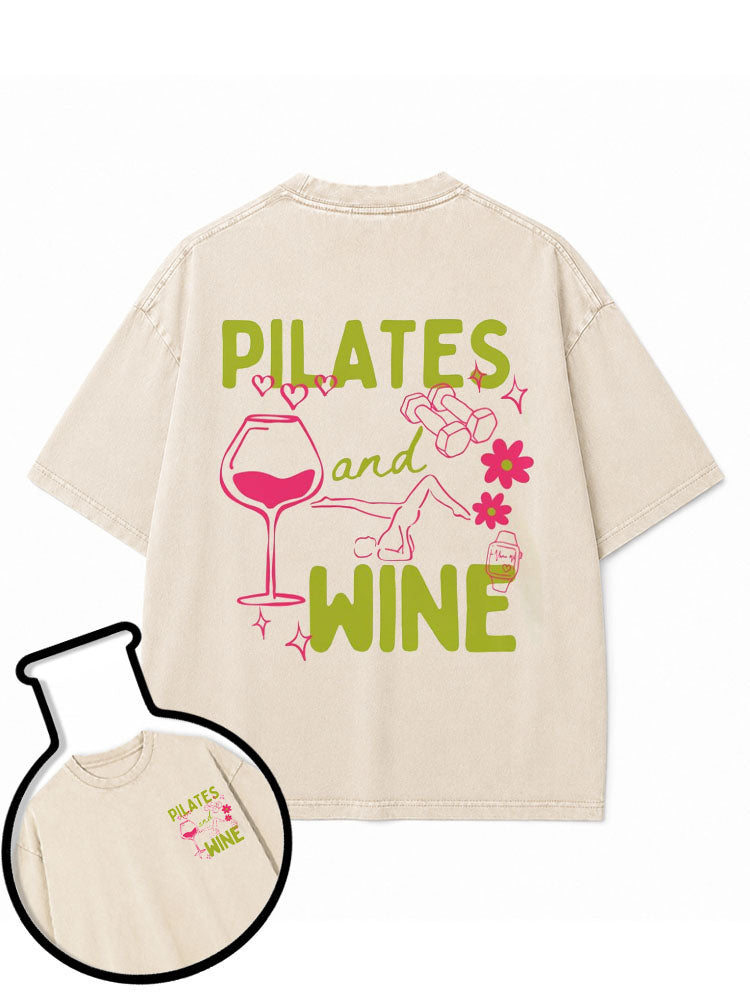 PILATES and WINE Washed T-Shirt