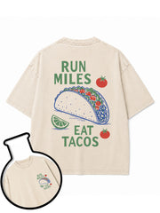 RUN MILES EAT TACOS Washed T-Shirt