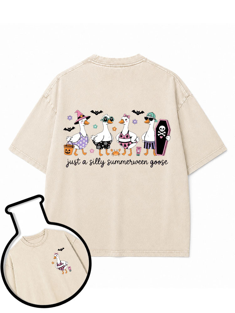Just A Silly Summerween Goose Washed T-Shirt