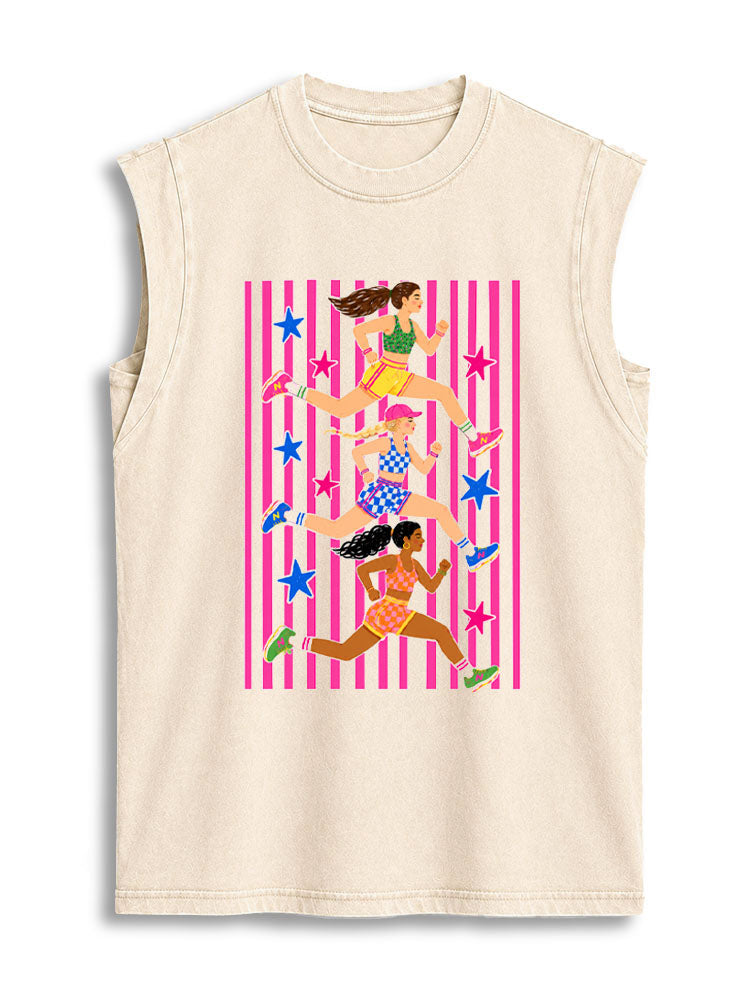 Running Girls Club Vintage Washed Cotton Tank Top