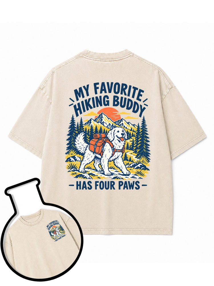 MY FAVORITE HIKING BUDDY HAS FOUR PAWS Washed T-Shirt