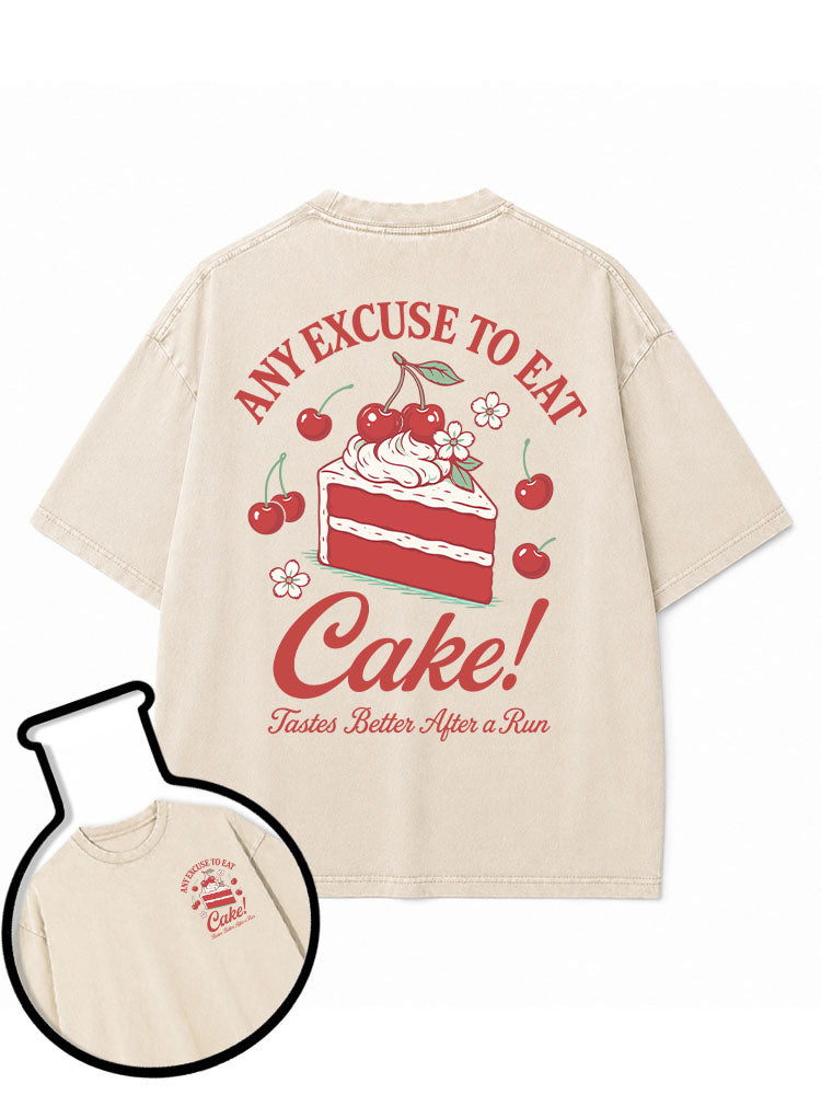 ANY EXCUSE TO EAT Cake Washed T-Shirt