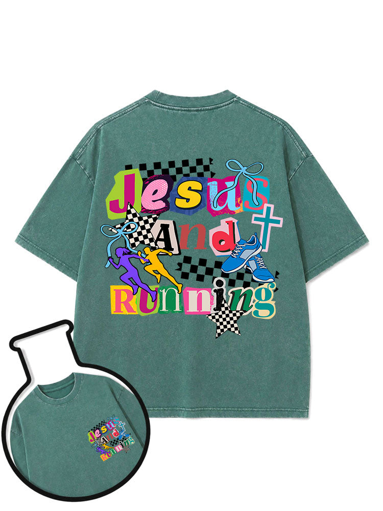 Jesus And Running Washed T-Shirt