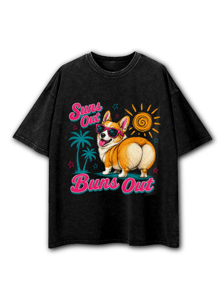 Suns Out Buns Out Washed T-Shirt