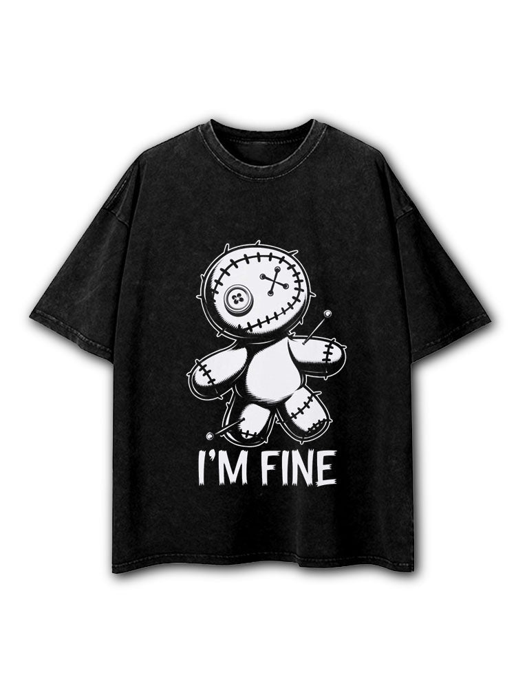 I’m Fine Voodoo Doll Washed T-Shirt