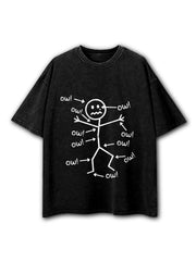 Funny Stick Figure Ow Washed T-Shirt