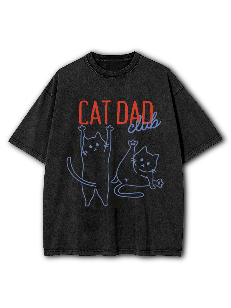Cat Dad Club Washed T-Shirt