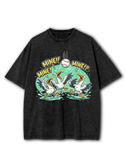 Funny Seagull Baseball Washed T-Shirt