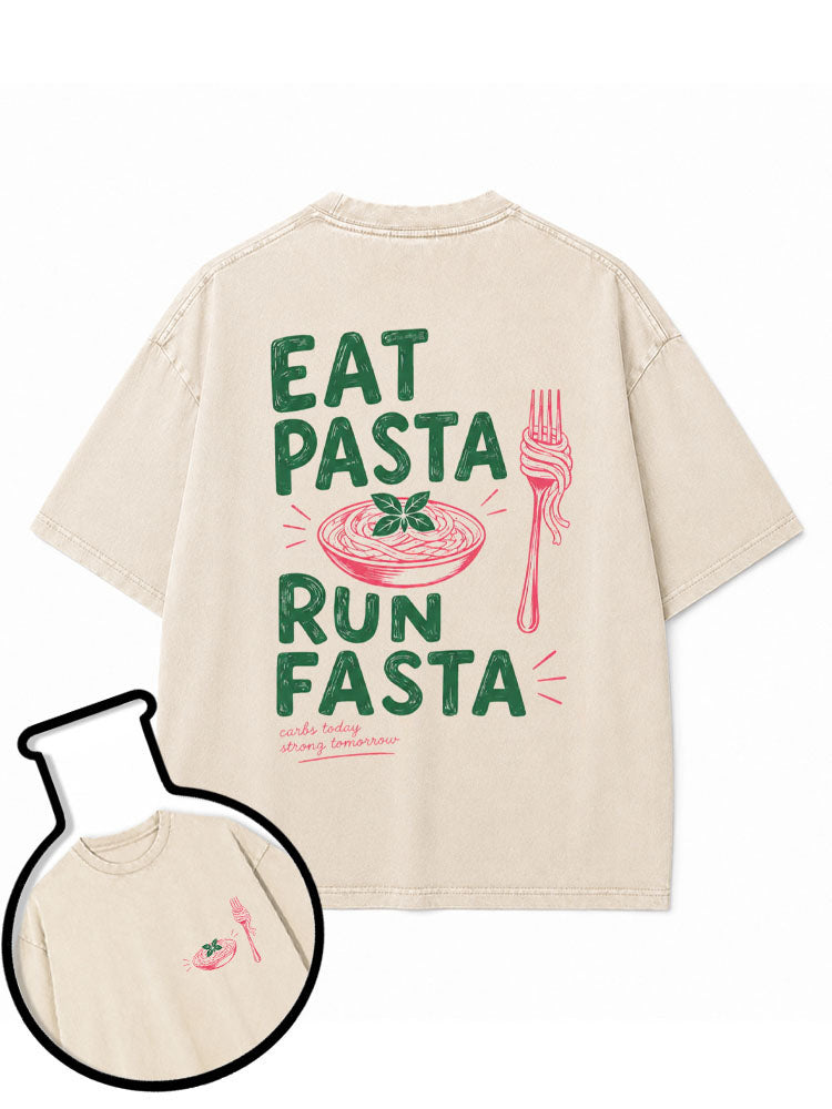 Eat Pasta Run Pasta Washed T-Shirt