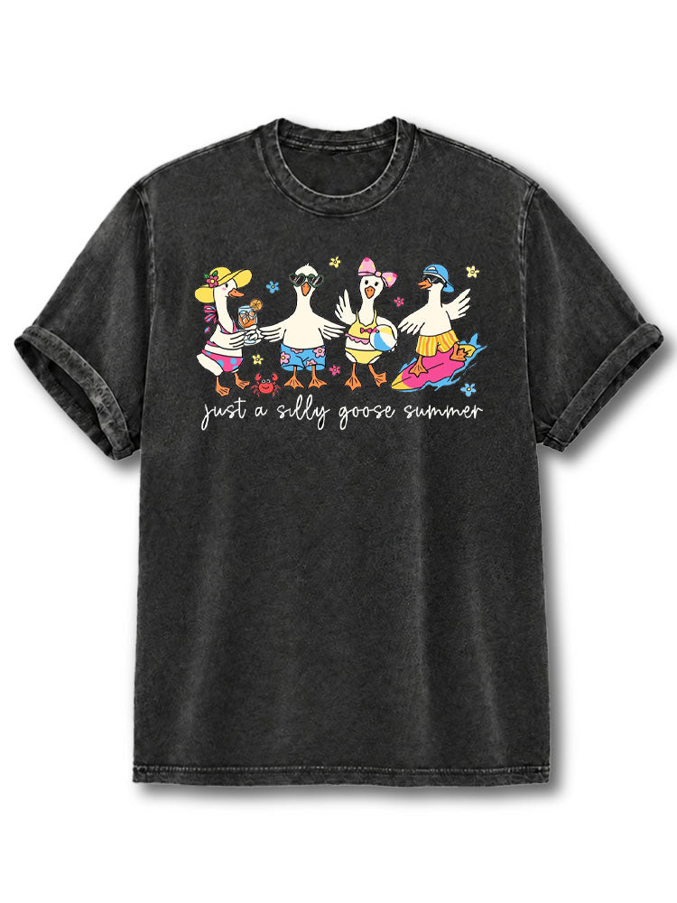 just a silly goose summer Washed T-Shirt