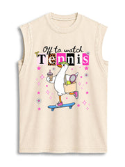 OFF TO WATCH TENNIS Vintage Washed Cotton Tank Top