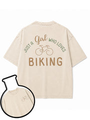 JUST A Girl WHO LOVES BIKING Washed T-Shirt