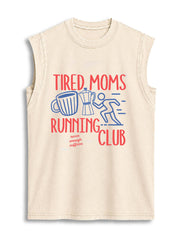 TIRED MOMS RUNNING CLUB Vintage Washed Cotton Tank Top