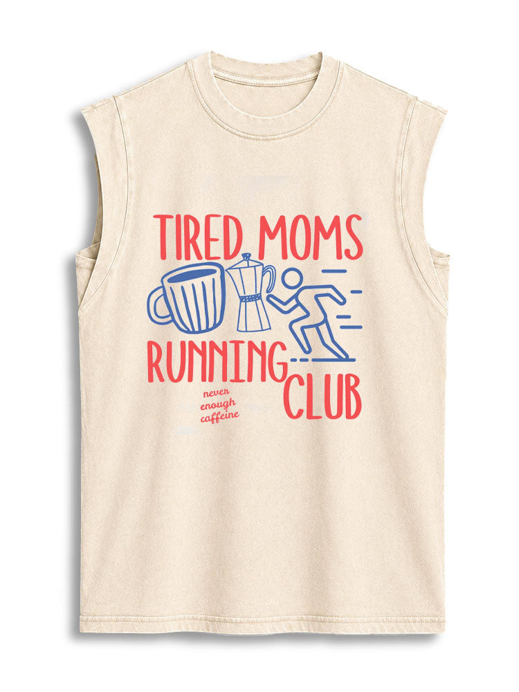 TIRED MOMS RUNNING CLUB Vintage Washed Cotton Tank Top