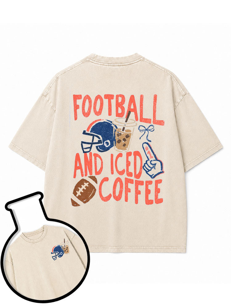FOOTBALL AND ICED COFFEE Washed T-Shirt