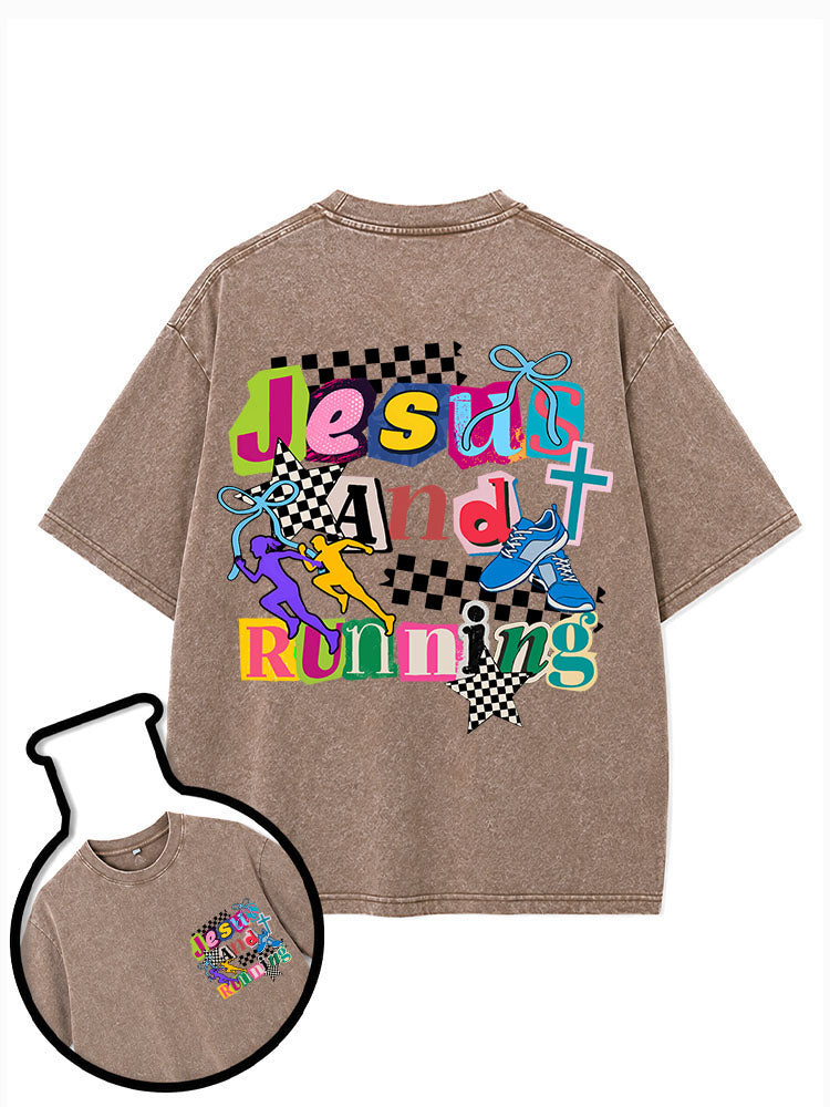 Jesus And Running Washed T-Shirt