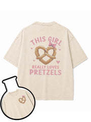 This Girl Really Loves Pretzels Washed T-Shirt