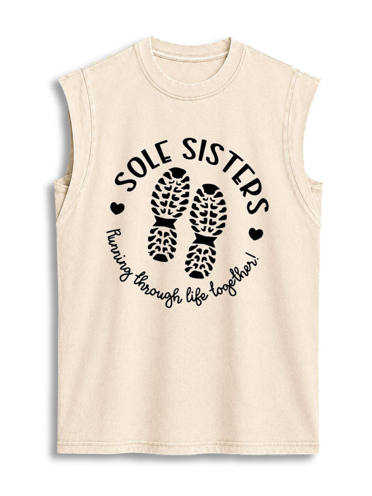 SOLE SISTERS Vintage Washed Cotton Tank Top